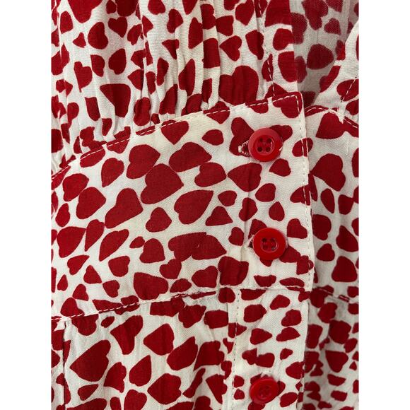 Rue Stiic Laguna Mini Dress Red White Heart Print Size M V-neck Valentines - Picture 9 of 13